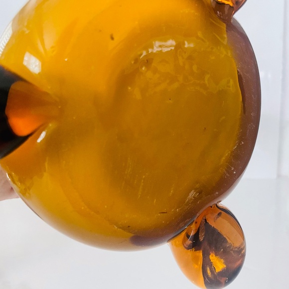 VINTAGE MCM BUTTERSCOTCH STRETCH VASE ITALIAN HANDBLOWN GLASS THICK SWUNG GLASS - Picture 8 of 11